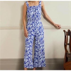 Biden 6L blue white floral jumpsuit nwt